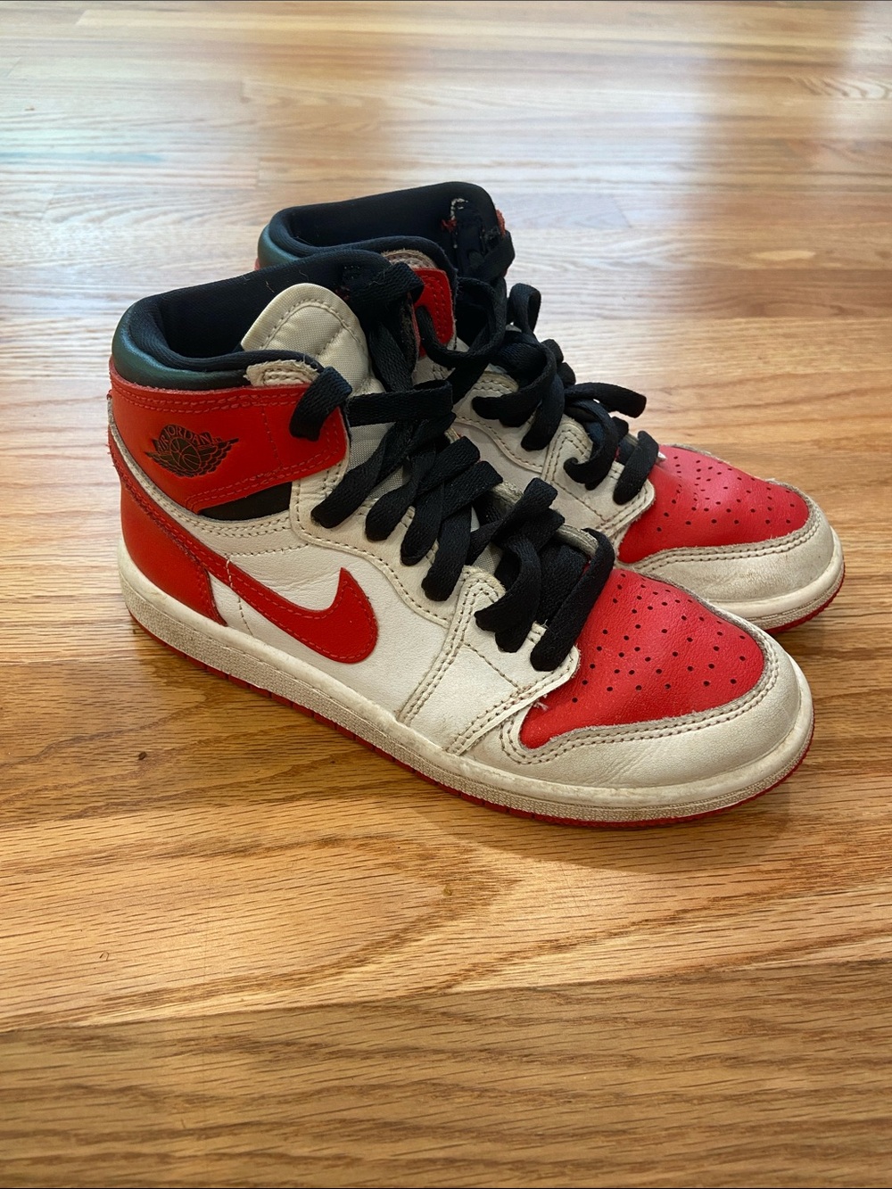 Jordan 1 Mid Kids White and Red High-Top Sneakers!